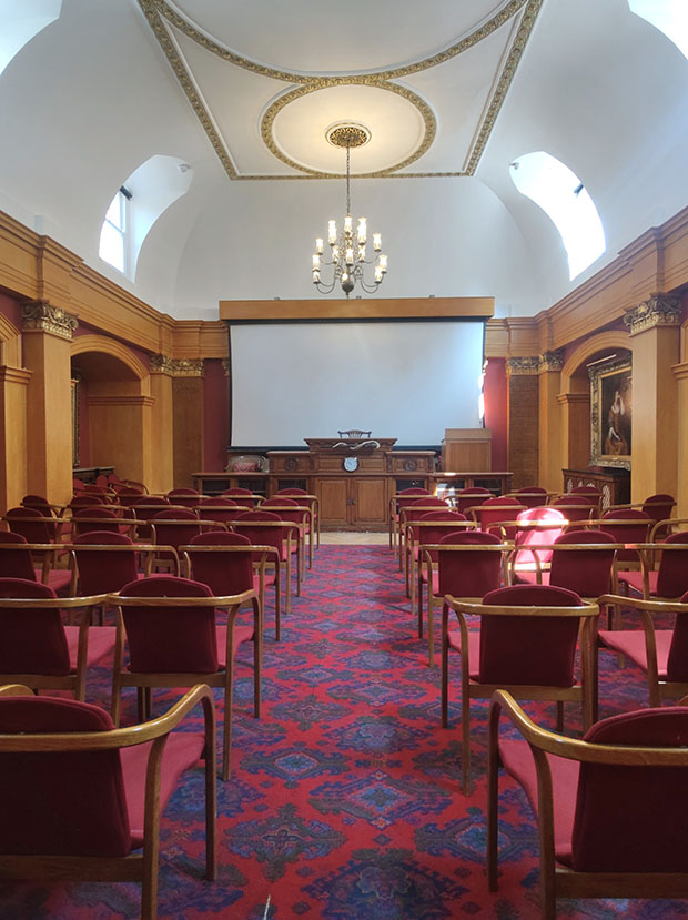 Lettsom Hall conference room for hire laid out for a presentation Lettsom Hall conference room for hire laid out for a presentation