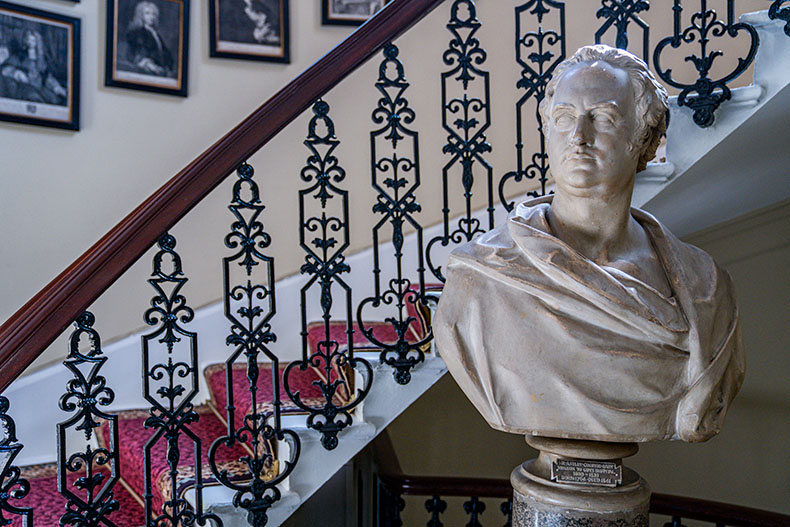 Lettsom House entrance hall with spiral staircase Lettsom House entrance hall with spiral staircase